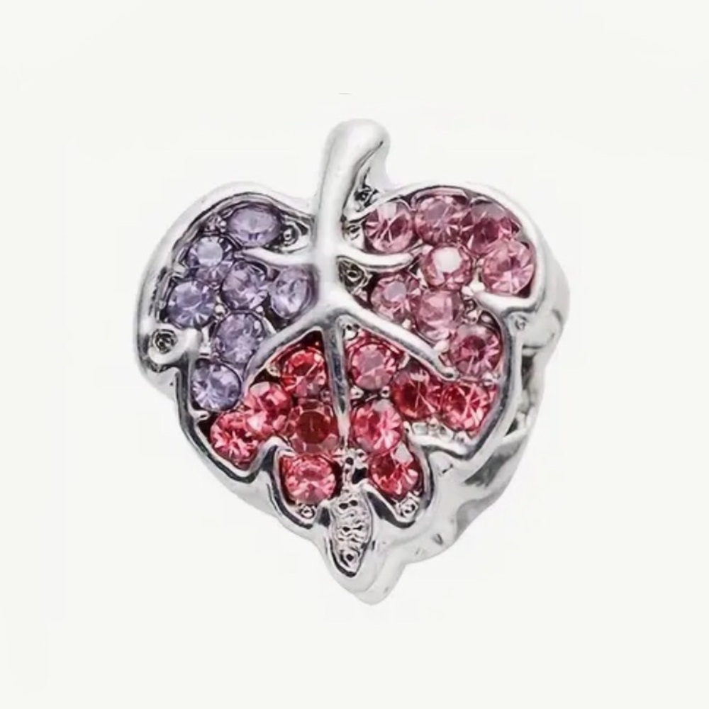 Rhinestone Leaf Charm Pandora Style